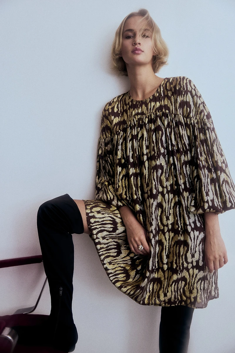 Oversized Jacquard-Weave Dress