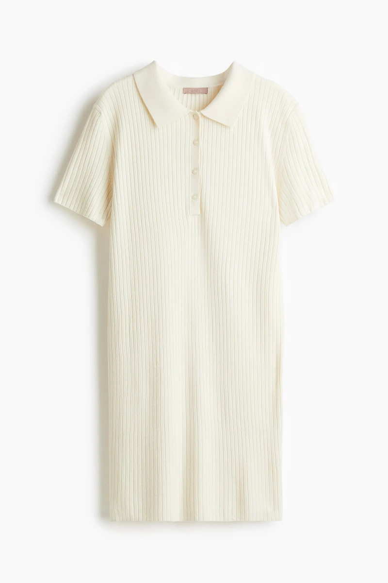 Rib-Knit Dress with Collar