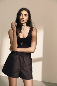 Short en coton avec cordon de serrage