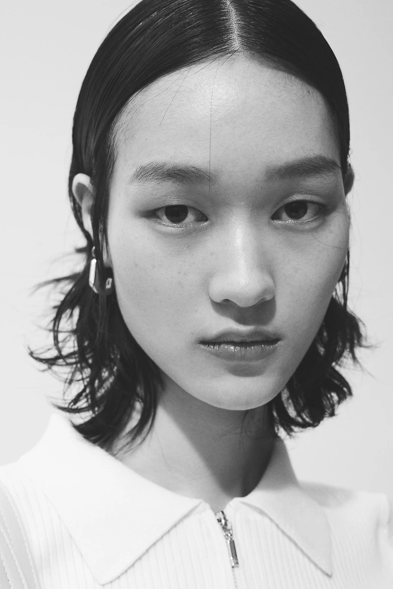 Rib-Knit Top with Collar