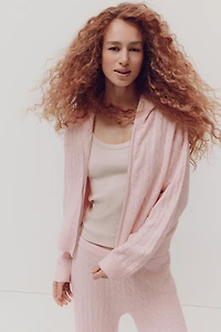 Cable-Knit Cardigan with Zipper