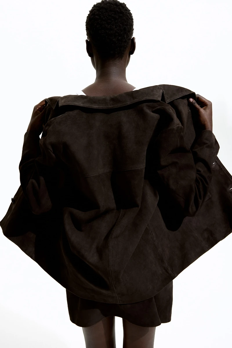 Single-Breasted Suede Blazer