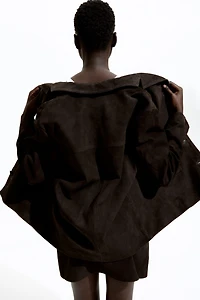 Single-Breasted Suede Blazer