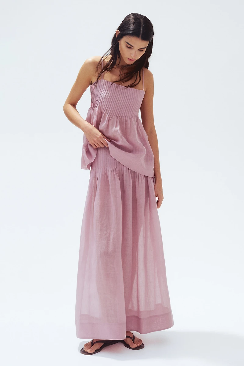 Pintucked Ramie Skirt