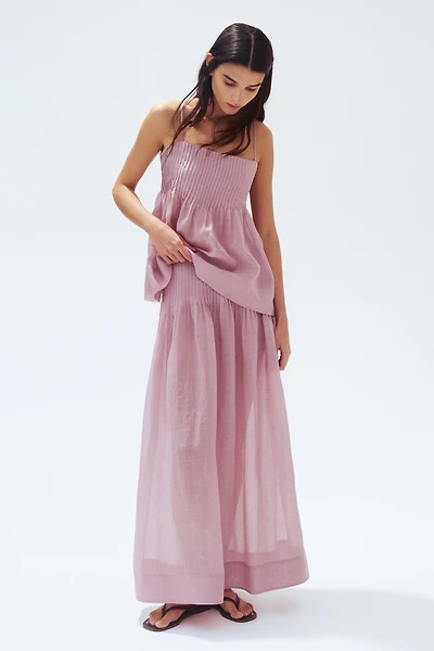 Pintucked Ramie Skirt