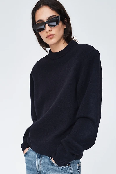 Wool-Blend Sweater with Shoulder Pads