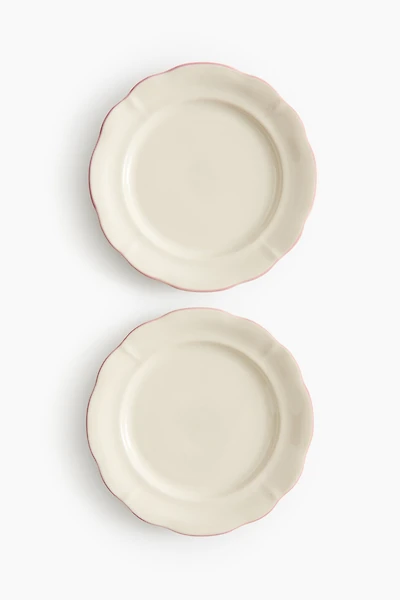 Lot de 2 grandes assiettes en grès cérame