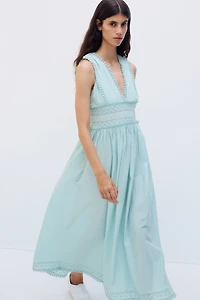 MAMA Lace-Trimmed Cotton Nursing Dress