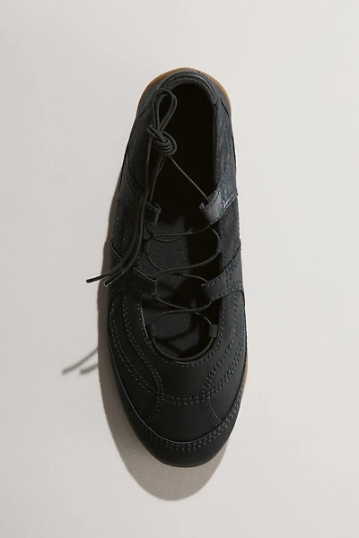 Satin Lace-Up Ballet Flats