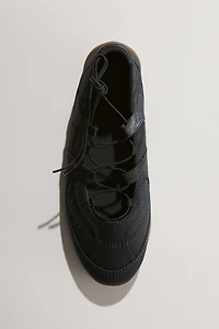 Satin Lace-Up Ballet Flats