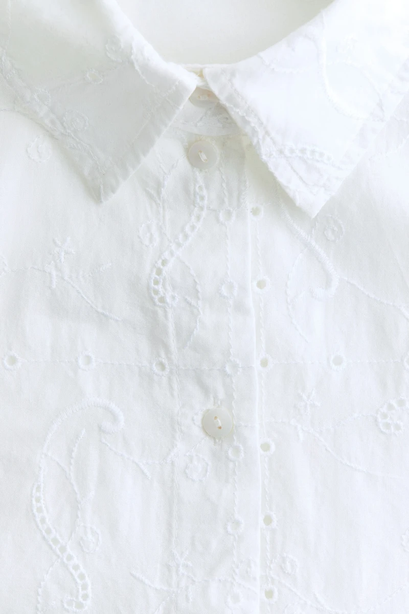 Oversized Eyelet-Embroidered Shirt