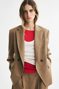 Defined-Waist Double-Breasted Blazer
