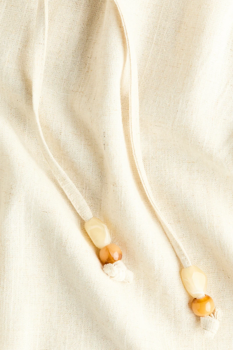 Linen-Blend Drawstring Pants