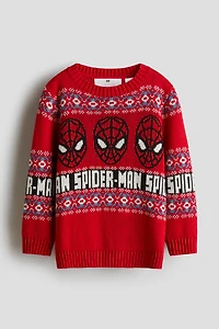 Jacquard-Knit Cotton Sweater