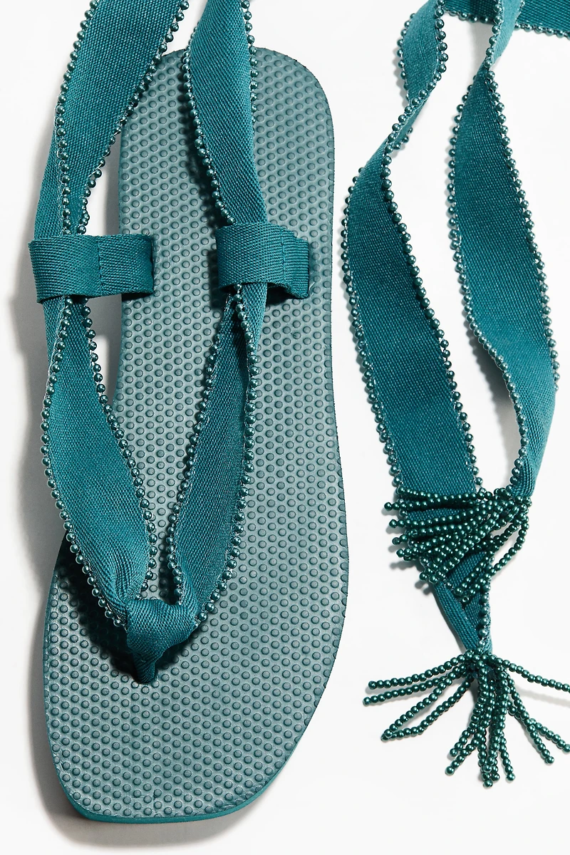 Tie-Detail Flatform Flip-Flops