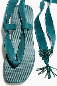 Tie-Detail Flatform Flip-Flops