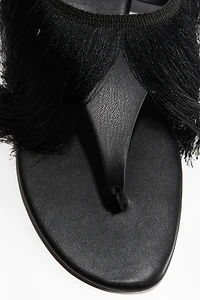 Fringe-Trimmed Sandals