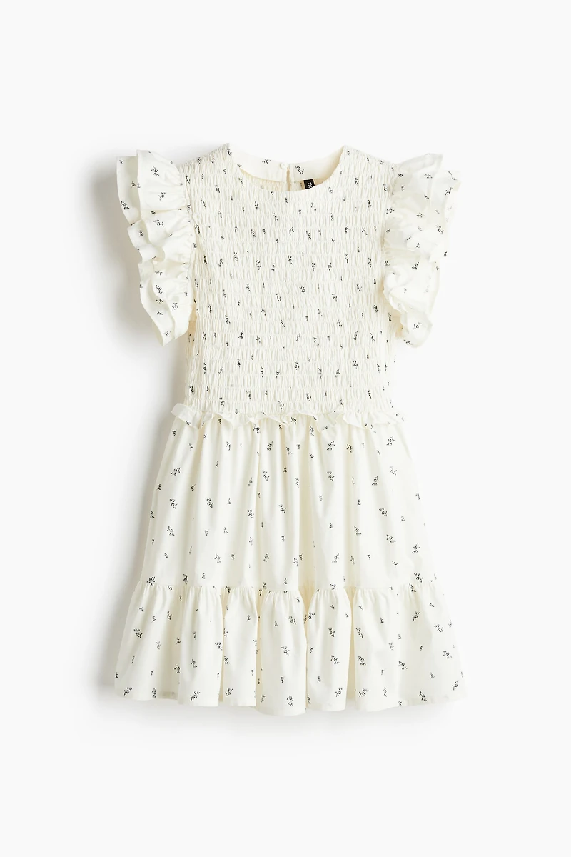 Robe en popeline avec manches volantées