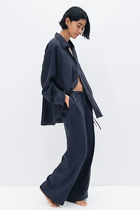 Wide-Leg Linen-Blend Pants