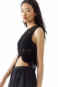 Asymmetric Crochet-Look Top