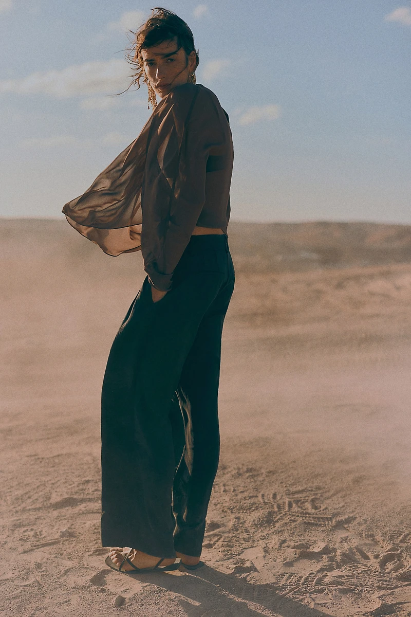 Wide-Leg Pants with Belt