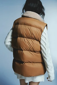 Puffer Vest with Teddy Fleece Collar