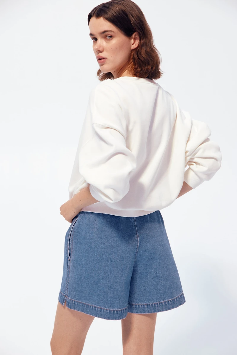 MAMA Drawstring Denim Shorts