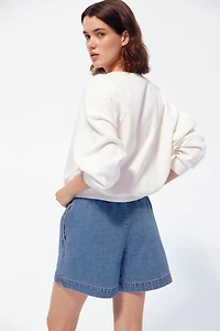 MAMA Drawstring Denim Shorts