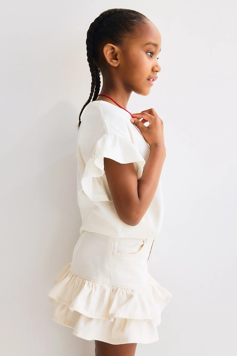 Denim Ruffle Skirt