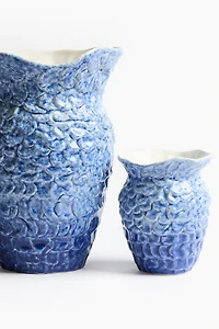 Grand vase d'inspiration marine en grès cérame