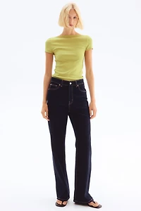 Ribbed Boat-Neck Top