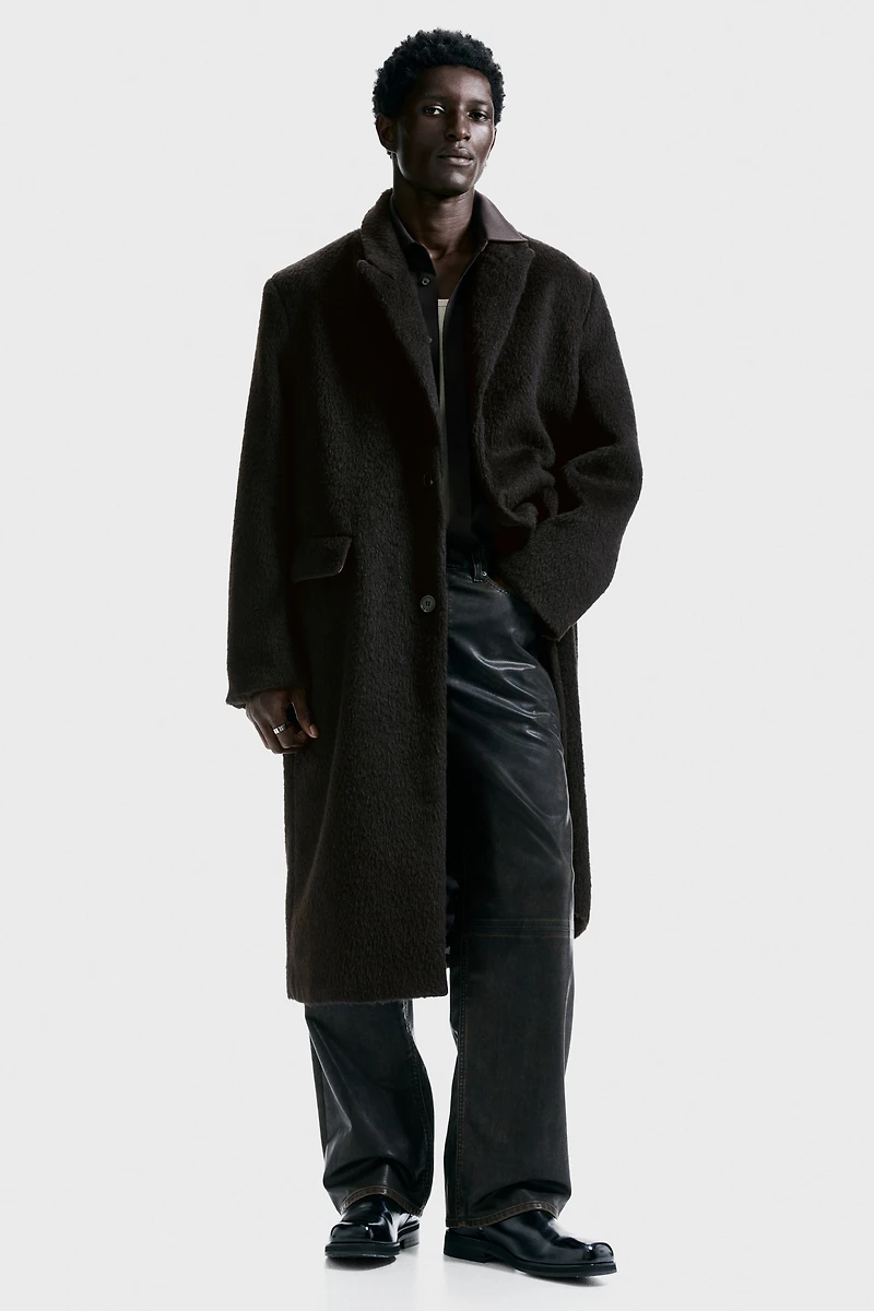 Manteau à fermeture droite en laine mélangée