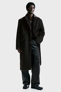 Manteau à fermeture droite en laine mélangée