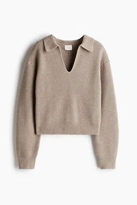 Rib-Knit Sweater with Collar