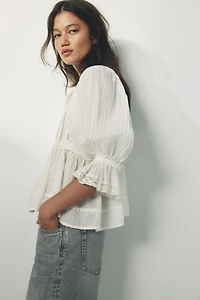 Blouse en coton avec dentelle