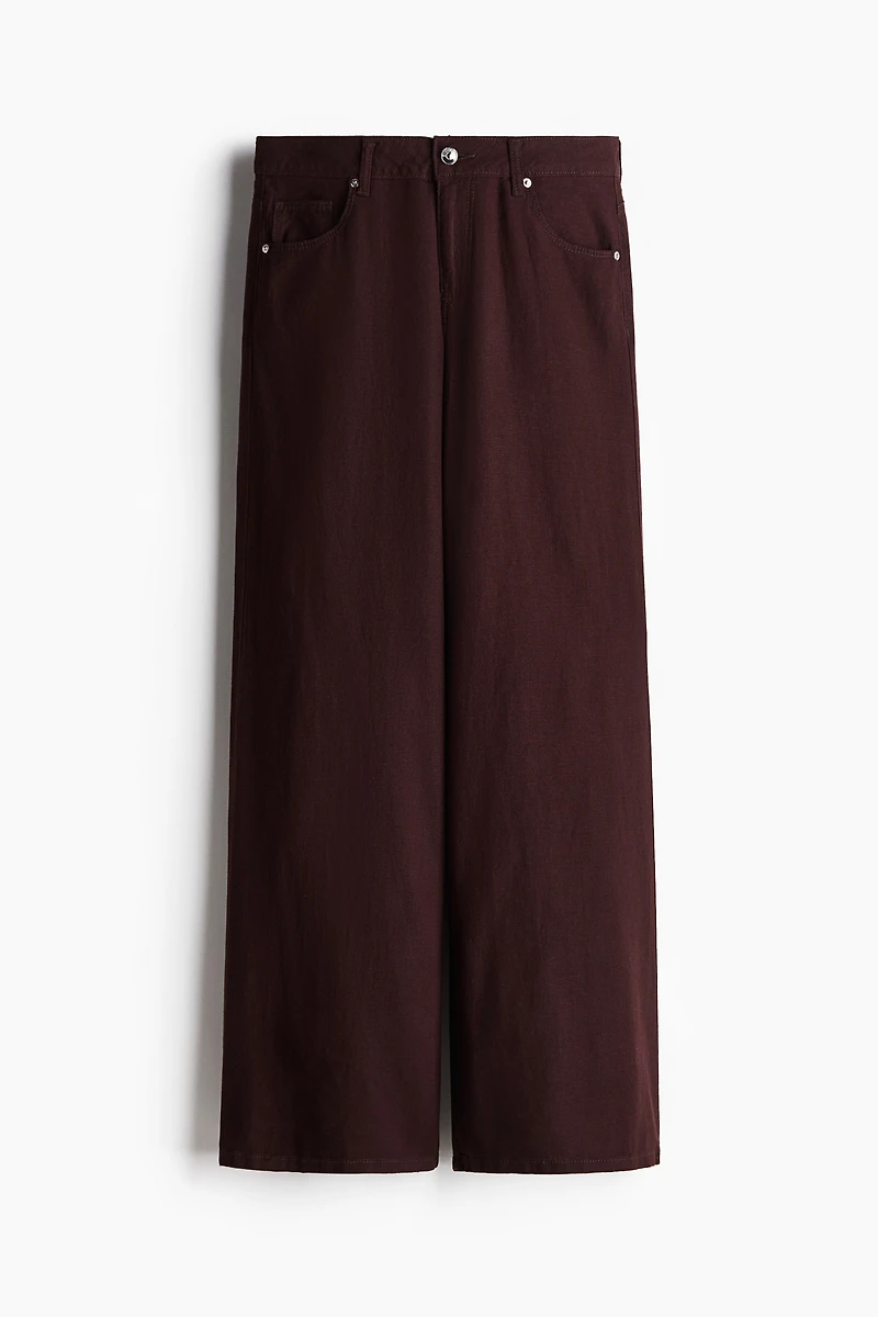 Pantalon large en lin mélangé