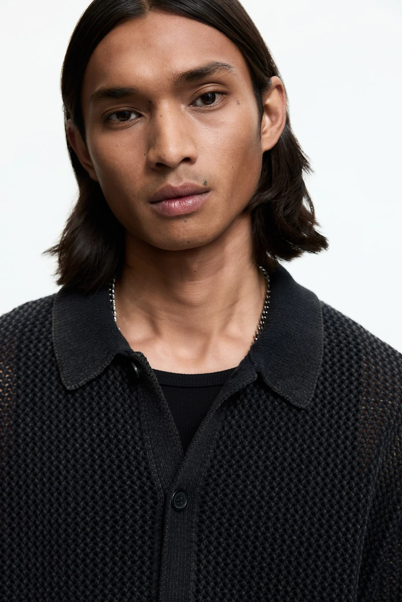 Chemise décontractée en tricot ajouré