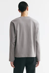 Relaxed-Fit Long-Sleeved Interlock Cotton T-Shirt