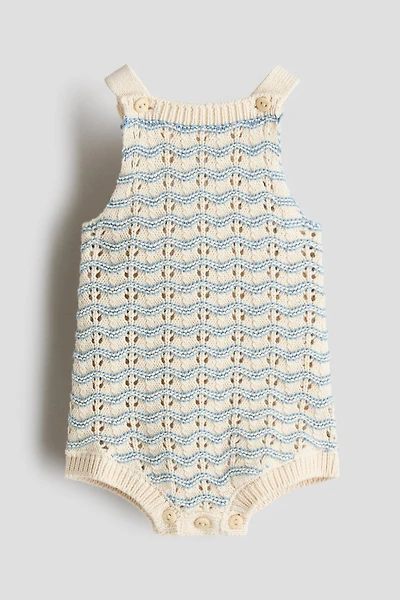 Pointelle-Knit Romper Suit
