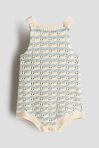 Pointelle-Knit Romper Suit