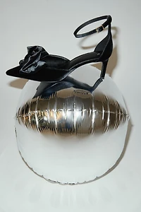 Bow-Detail Velour Pumps