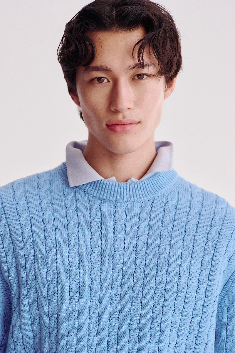 Regular-Fit Cable-Knit Sweater