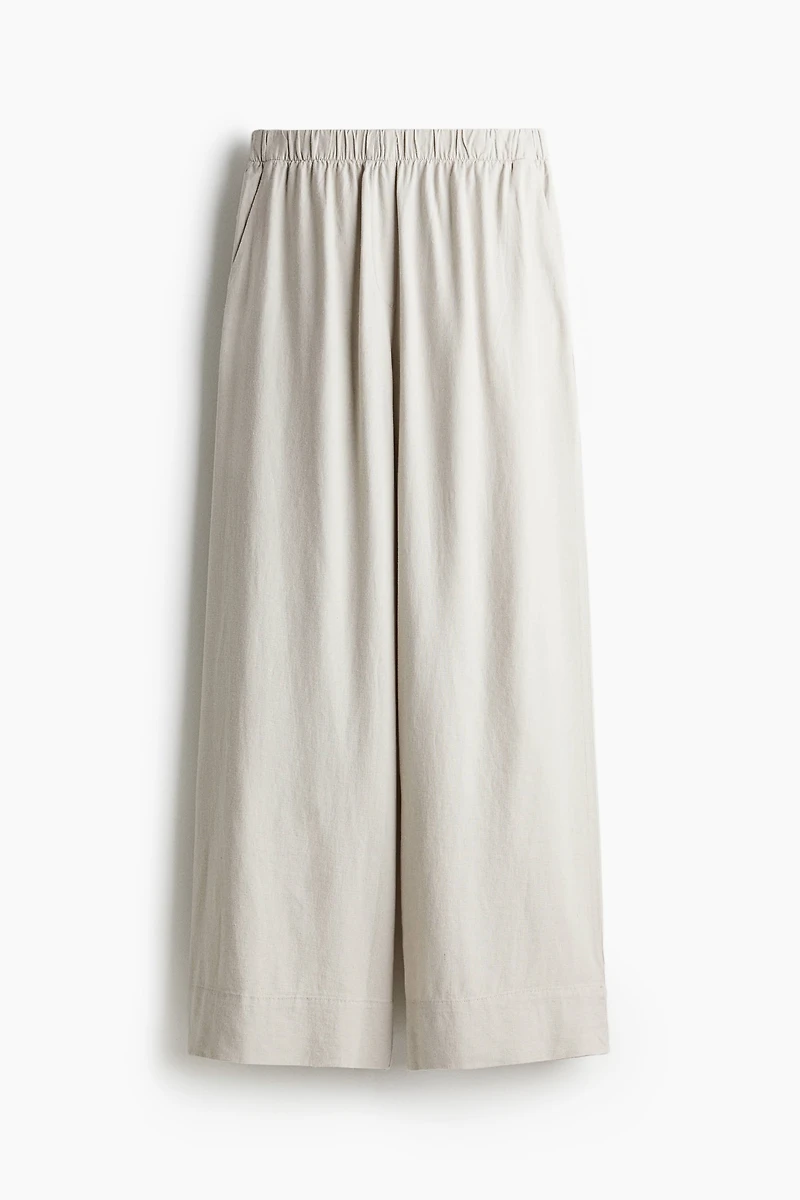Wide-Leg Linen-Blend Pants