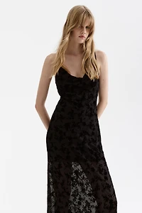 Flock-Print Strappy Dress