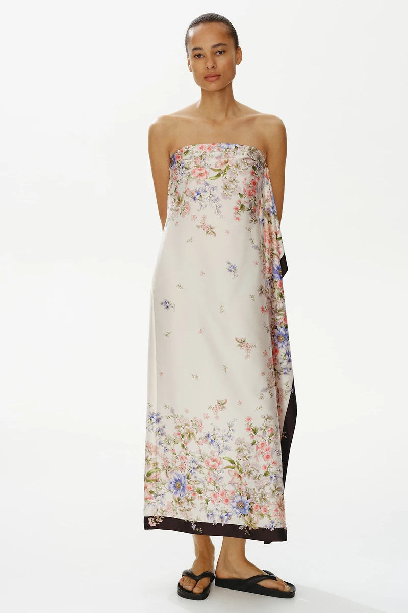 Draped-Panel Bandeau Dress