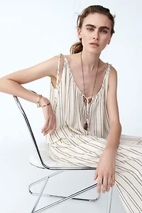 Oversized Top with Tie Shoulder Straps