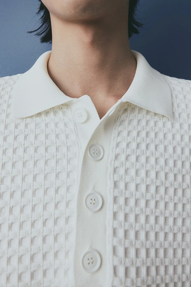 H&M Regular-Fit Waffle-Knit Polo Shirt MainPlace Mall