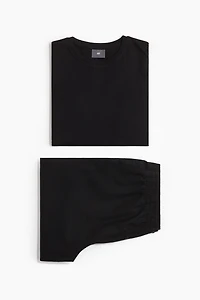 Linen-Blend Pajama T-Shirt and Shorts