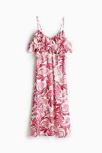 Flounced Open-shoulder Dress