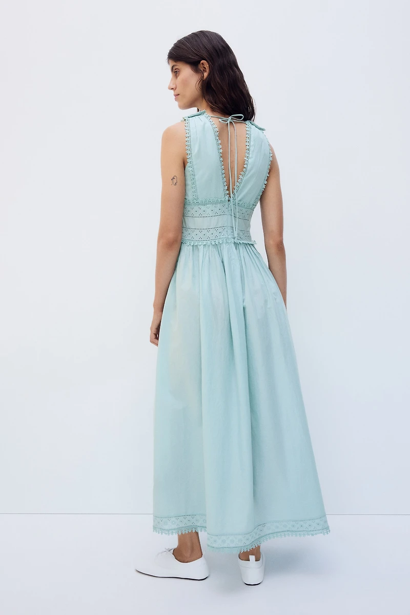 MAMA Lace-Trimmed Cotton Nursing Dress